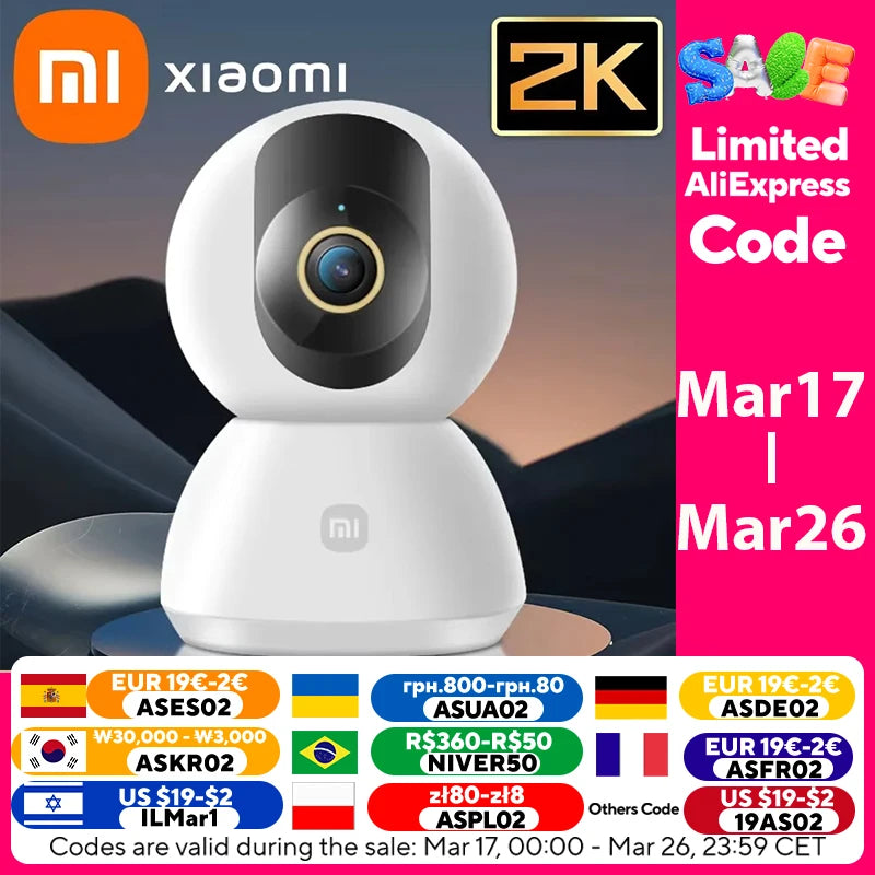 Original Xiaomi Mi Smart Home Security Camera 2K Baby Monitor 1296P HD Ultra-clear IP Night Vision Voice Intercom AI Smart Home