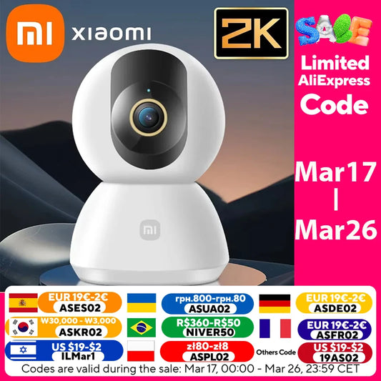 Original Xiaomi Mi Smart Home Security Camera 2K Baby Monitor 1296P HD Ultra-clear IP Night Vision Voice Intercom AI Smart Home