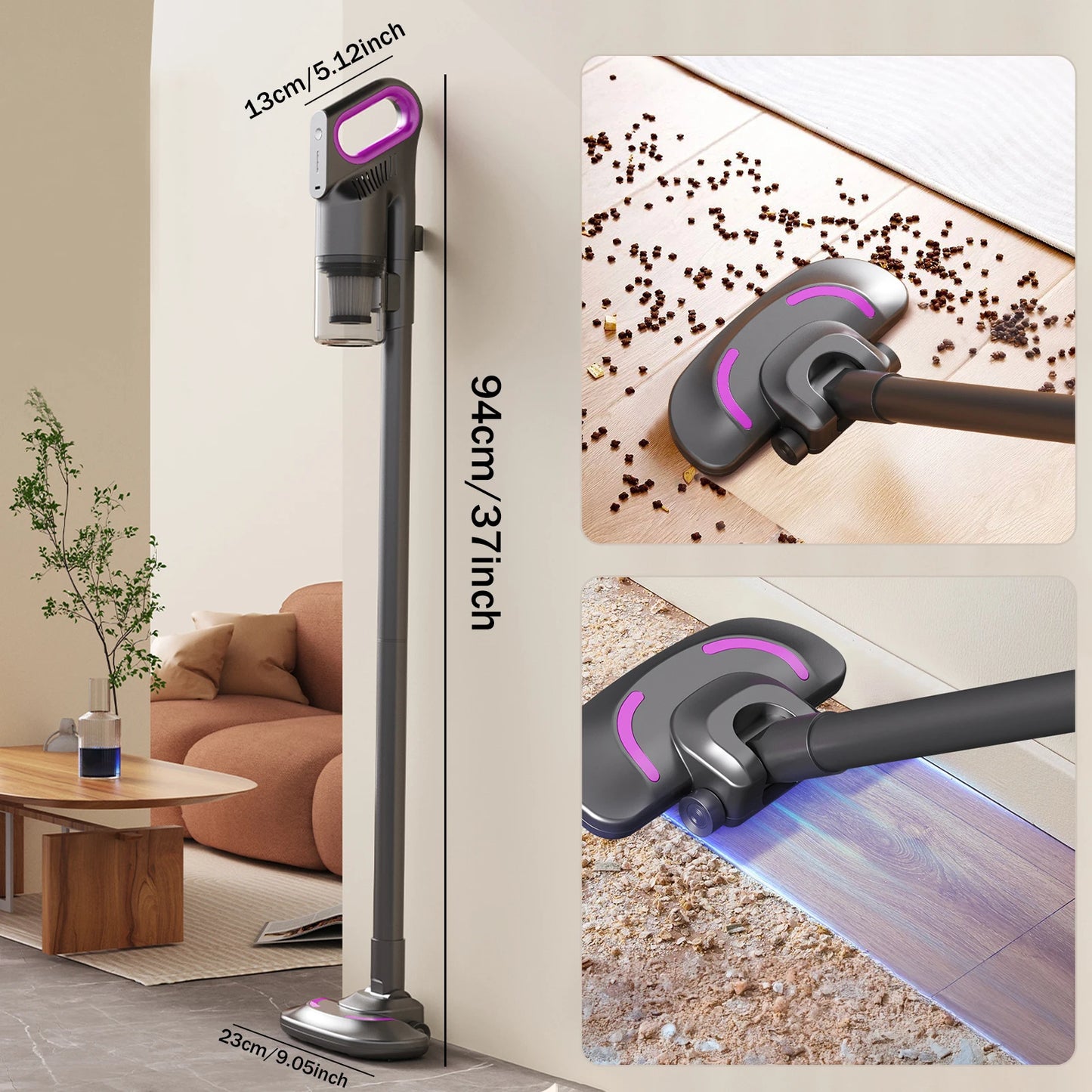 Cordless Handheld Vacuum Cleaner, Rechargeable Stick Vacuum with Cyclone Suction for PC Dust Removal, Car, Home & Office