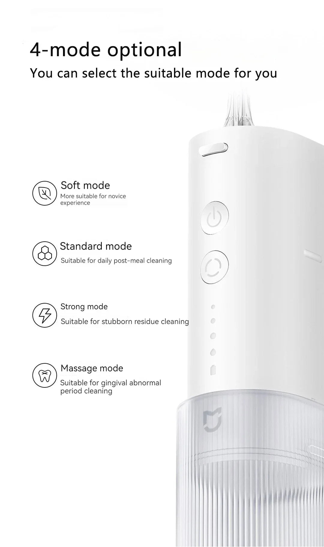 MIJIA Electric Oral Irrigator F400 Portable Water Pick Flosser Teeth Whitening Remove Dental Plaque 200ML pull-out Water Tank