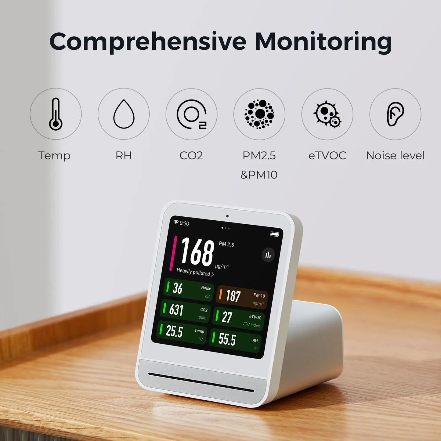 Qingping Air Monitor 2 Smart Home Touch Screen Control Temperature Humidity Sensor CO2 PM2.5 Quality Detector For Mi home App