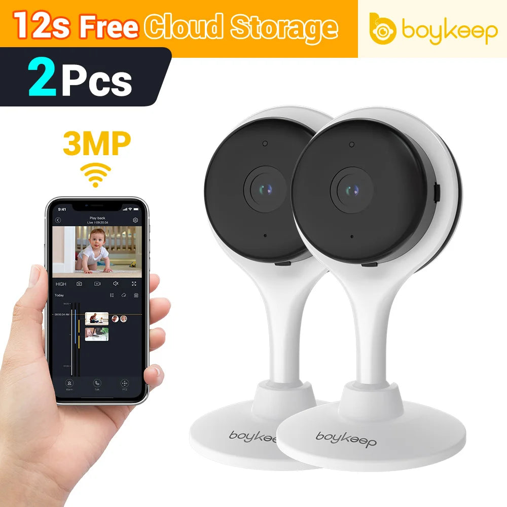 2PC BoyKeep 5/2.4GHz WiFi Indoor Home Security Mini IP Camera Smart CCTV Pet Camera Baby Video Monitor 24/7 Surveillance Camera