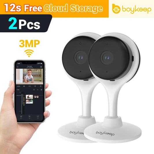 2PC BoyKeep 5/2.4GHz WiFi Indoor Home Security Mini IP Camera Smart CCTV Pet Camera Baby Video Monitor 24/7 Surveillance Camera