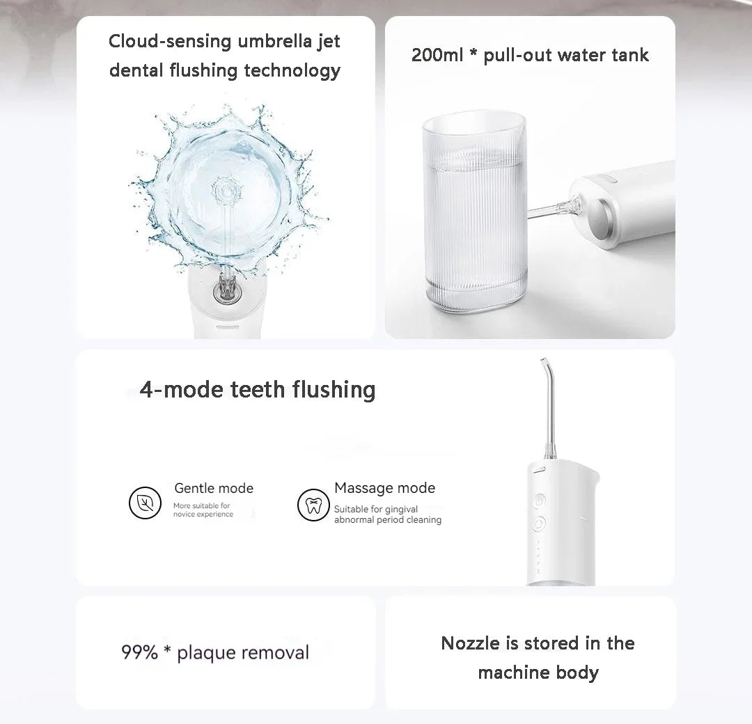 MIJIA Electric Oral Irrigator F400 Portable Water Pick Flosser Teeth Whitening Remove Dental Plaque 200ML pull-out Water Tank
