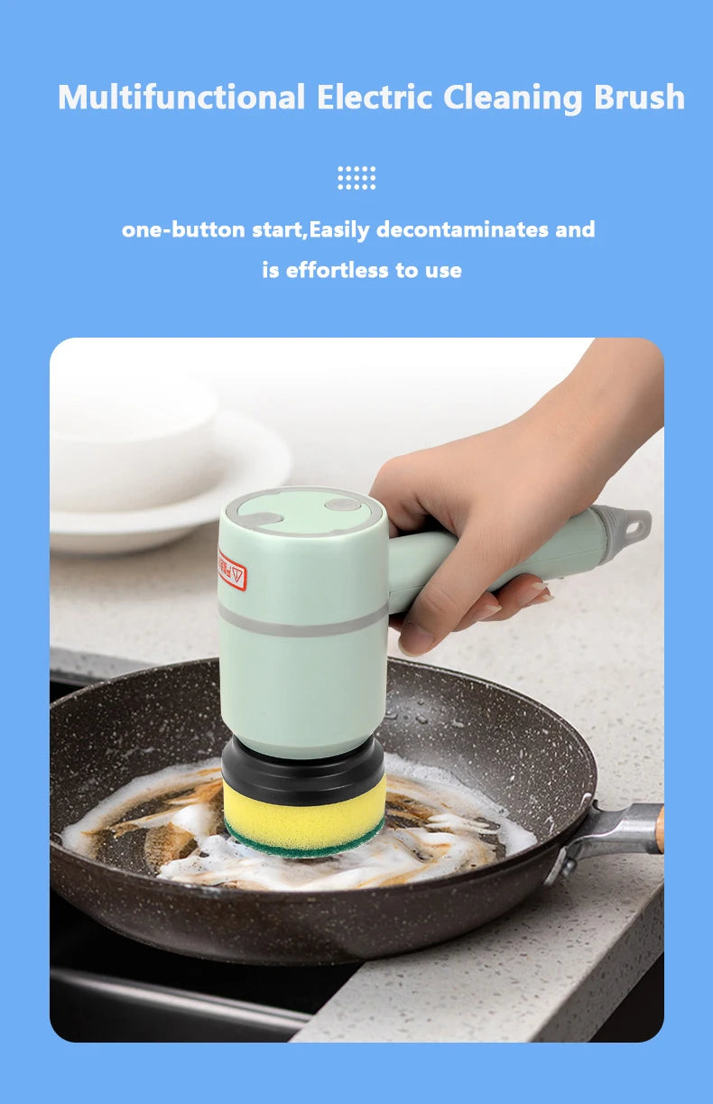 Wireless Electric Cleaning Brush USB Rechargeable Automatic Kitchen Dishwashing Brush Bathtub Tile Professional Cleaning Brush