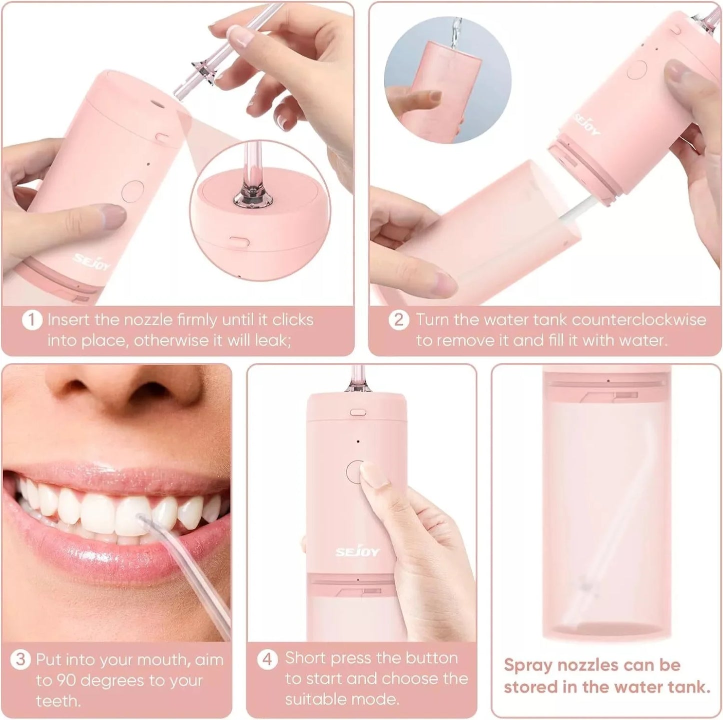 Sejoy Irrigator Dental Mouth Washing Machine Travel Portable Water Flosser Teeth Whitening  IPX7 Waterproof Teeth Cleaning Tools
