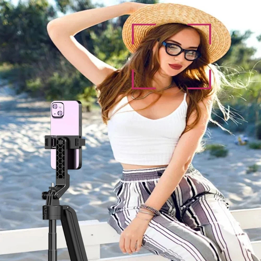 AI facial tracking Gimbal Stabilizer Selfie Stick Foldable Wireless four Tripod with Bluetooth Shutter Monopod for IOS Android