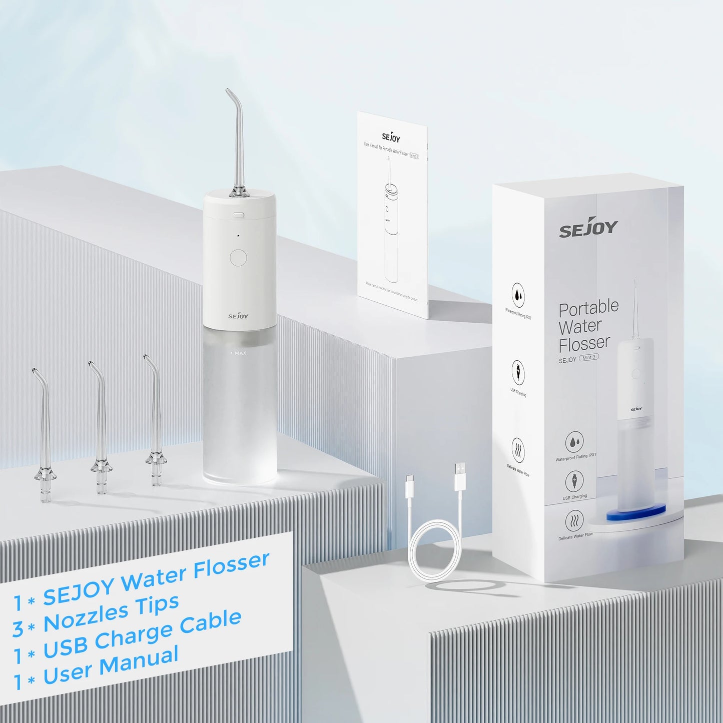 Sejoy Irrigator Dental Mouth Washing Machine Travel Portable Water Flosser Teeth Whitening  IPX7 Waterproof Teeth Cleaning Tools