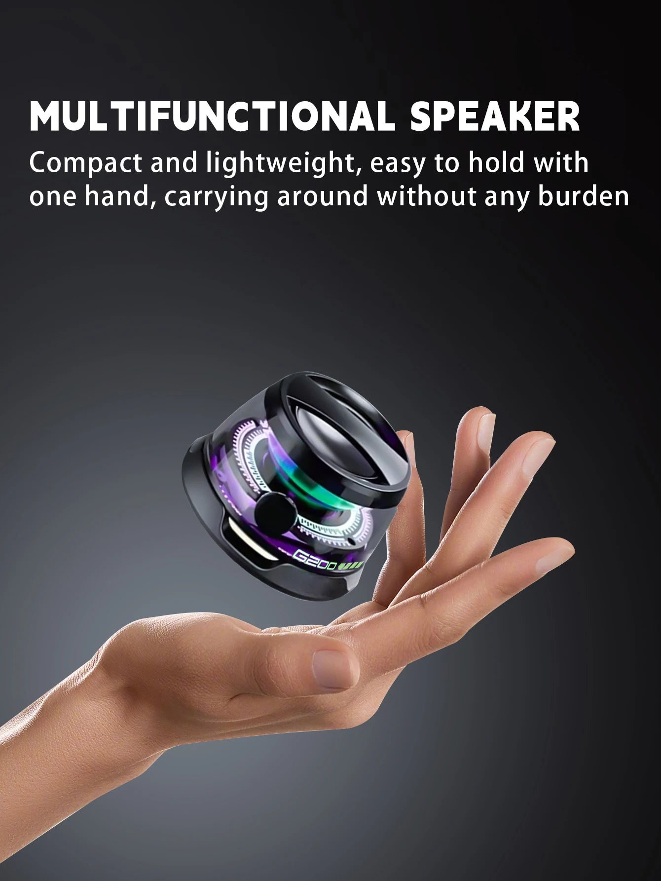 G200 Portable Wireless Bluetooth Speaker Mini Magnetic RGB Lights Cell Phone Stand Design Compatible iPhone/Xiaomi