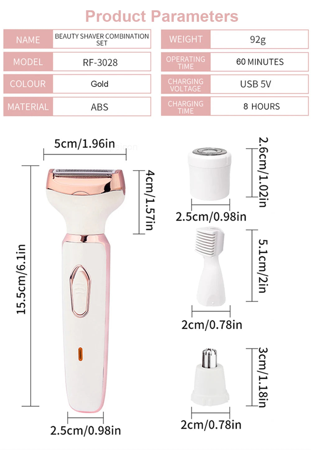 Electric Shaver for Women Hair Removal Rechargeable Painless Epilator Wet & Dry Shaver For Face Legs and Underarm Bikini