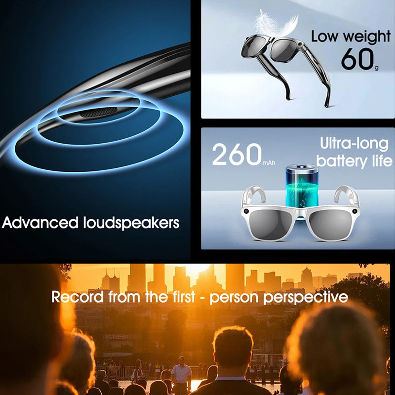 ﻿ 4K HD Smart Glasses AI GPT Camera Change Color Bluetooth Call 260Mah Battery Voice Assistant Translate Identify Objects 2025