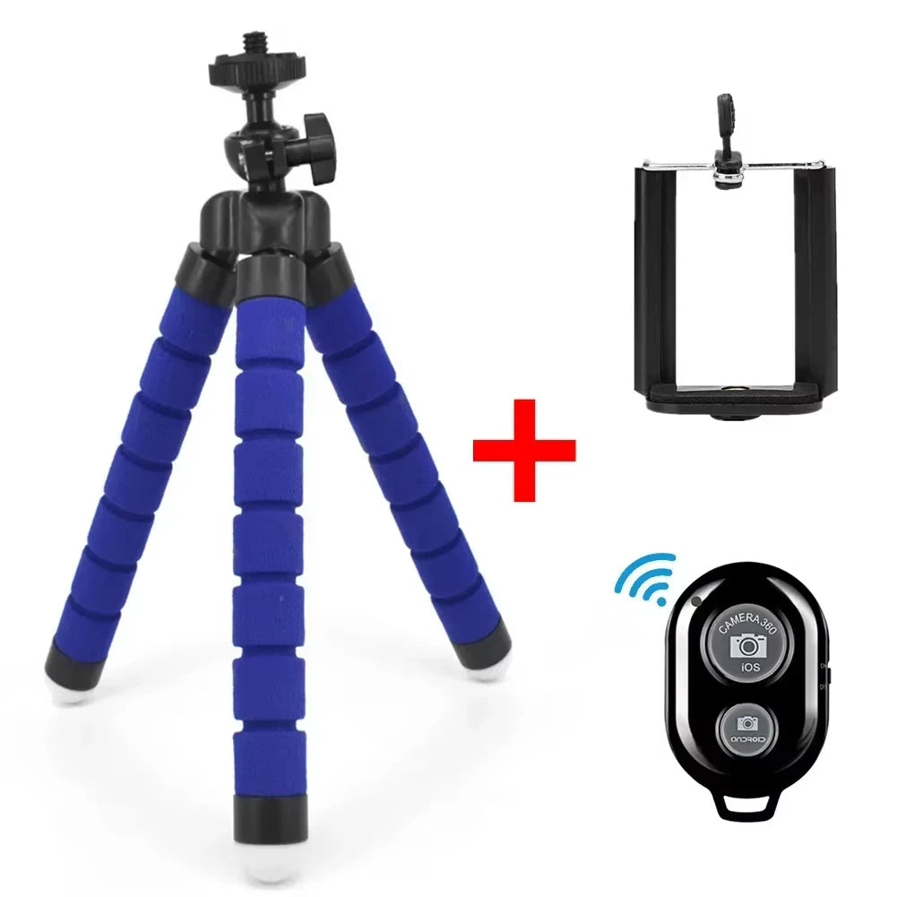 Tripods For Smartphone Camera Non-Slip Phone Holder Clip Tripod Stand With Bluetooth Remote Control For Travel Camping Selfie