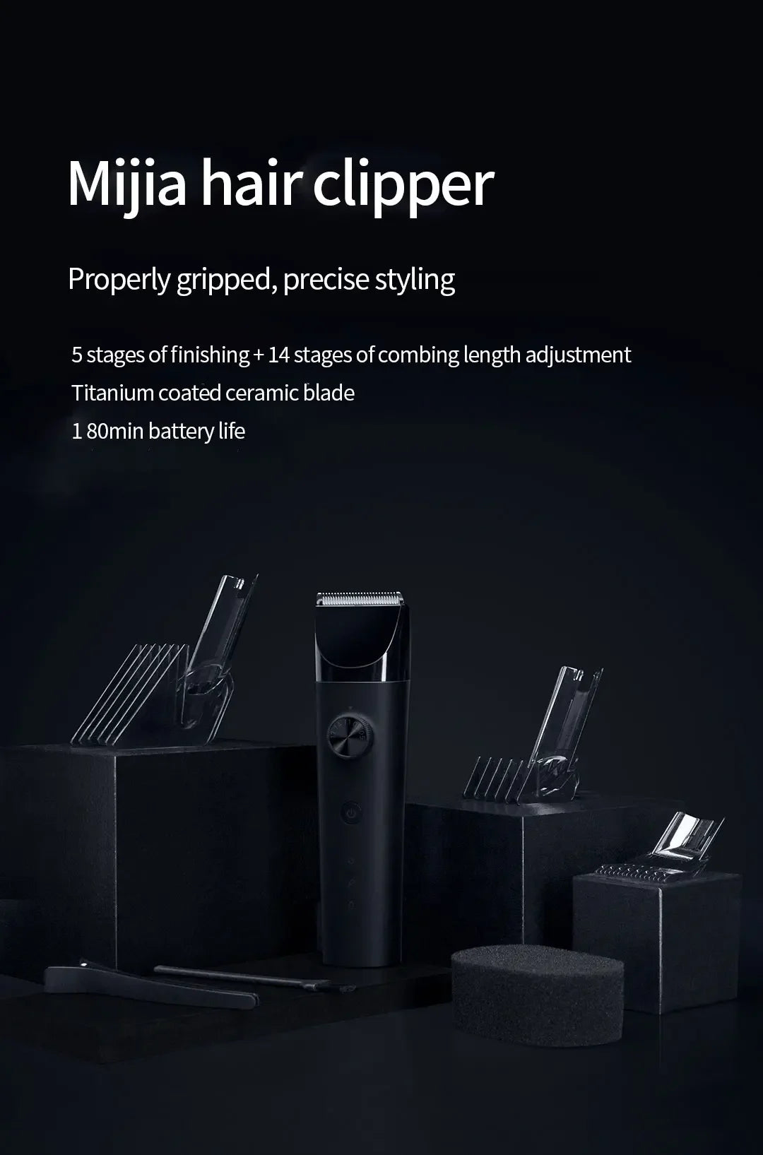 2024 Xiaomi Mijia Hair Clipper Wireless Hair Cutting Trimmer Barber Cutter Titanium Alloy Blade Trimer for Men Electric Shaver