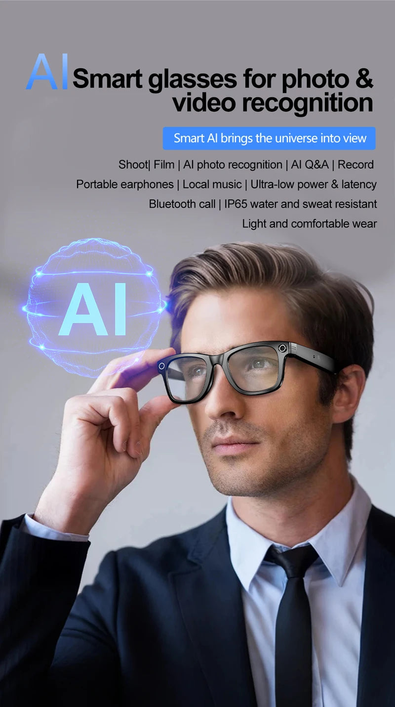 Xiaomi Mijia Smart Bluetooth Glasses IP65 Waterproof Recording Videos AI Photo Recognition Answer Translation Call Large Battery