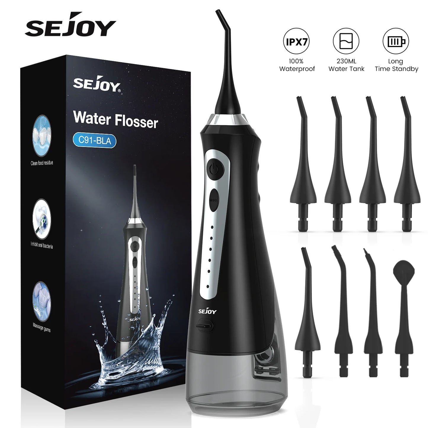 Sejoy Irrigator Dental Mouth Washing Machine Travel Portable Water Flosser Teeth Whitening  IPX7 Waterproof Teeth Cleaning Tools