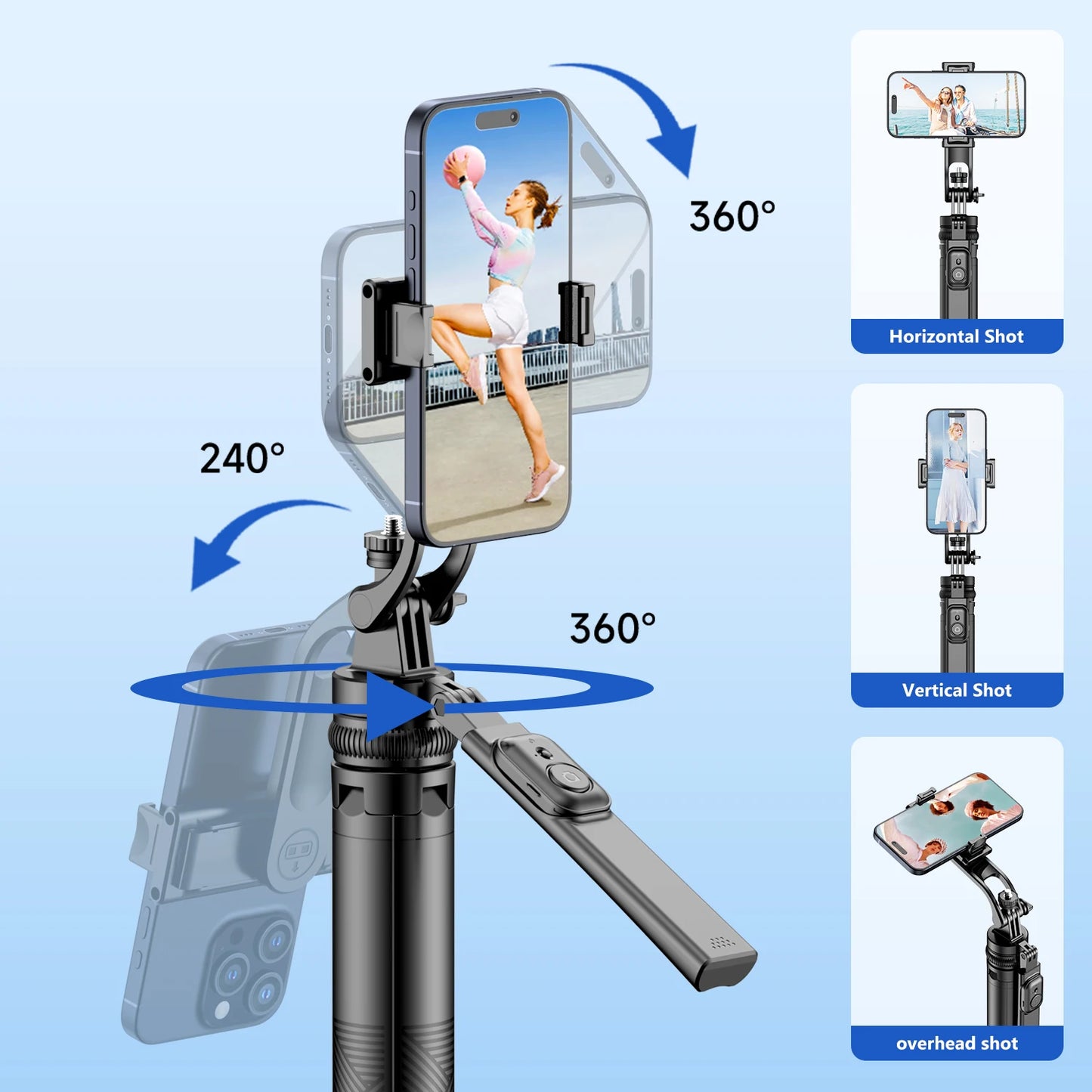 Selfieshow C18 Tripod for Smartphone Light Camera Tripods Stand Wireless Bluetooth Selfie Stick Phone Holder for Vlog/Video