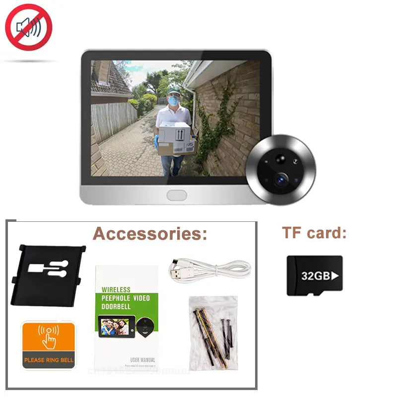 3MP Icam365 Peephole Door Camera Smart Home 4.3 Screen Night PIR wifi Phone wireless Security-protection for Smart home