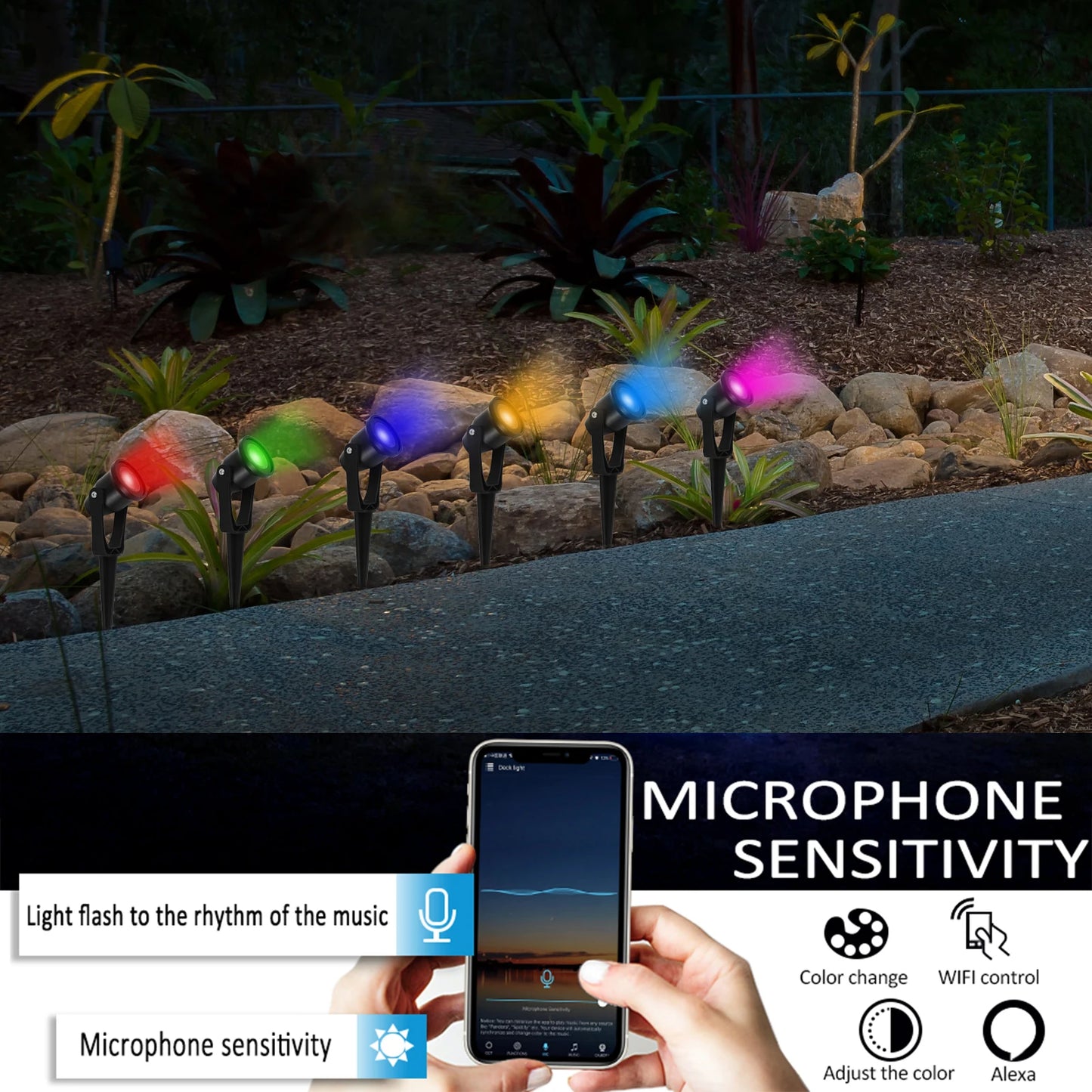 Magic Home/Alexa LED WIFI Smart Lights Pathway Lawn Yard Driverway Landscape Lamps DC12V RGB Function Color Garden Lighting