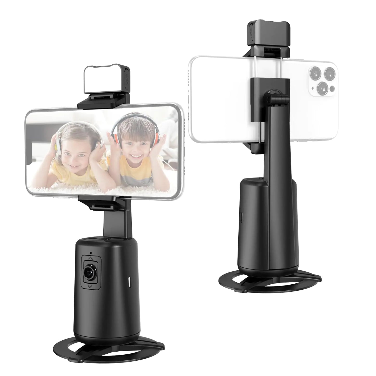 Camnoon Auto Face Tracking Tripod Auto-Tracking Phone Holder Desktop Selfie Gimbal Stand 360°Rotatable Face & Body Tracking Gesture Control with LED Fill Light for Vlog Live Streaming Recording Video