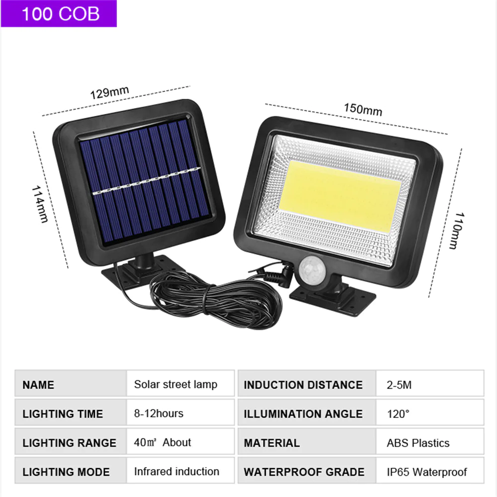 COB LED Solar Powered Motion Sensor Security Lamp