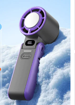 Portable Folding Handheld Refrigeration Fan with Digital Display and Ice Compress, 3600mAh, 100 Speeds