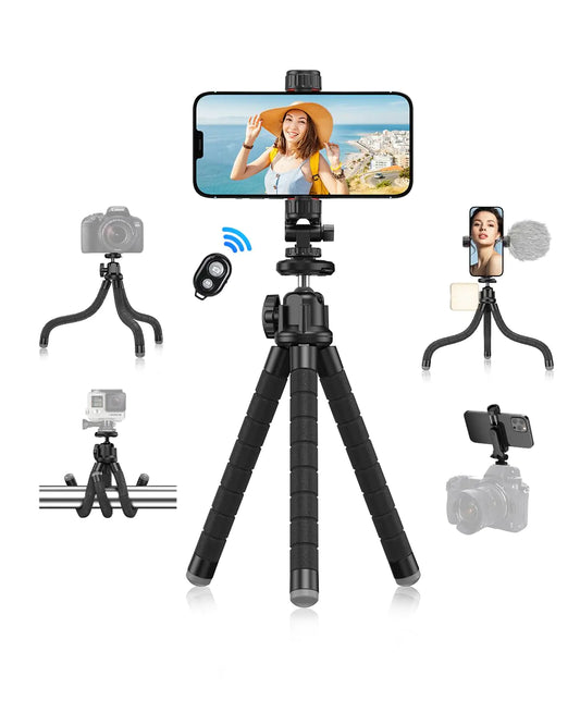 APEXEL Phone Tripod Portable and Flexible Phone Tripod with Remote for Video Recording Vlogging and Travel Photography for CellphoneCameraGopro