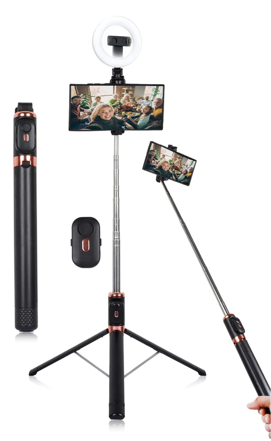 Latest 67" Phone Tripod Extendable Selfie Stick Tripod with Remote & Tripod Stand for Video Recording Upgraded Travel Tripod Stand for 15/14/13/12/11/X Series and All Android Devices