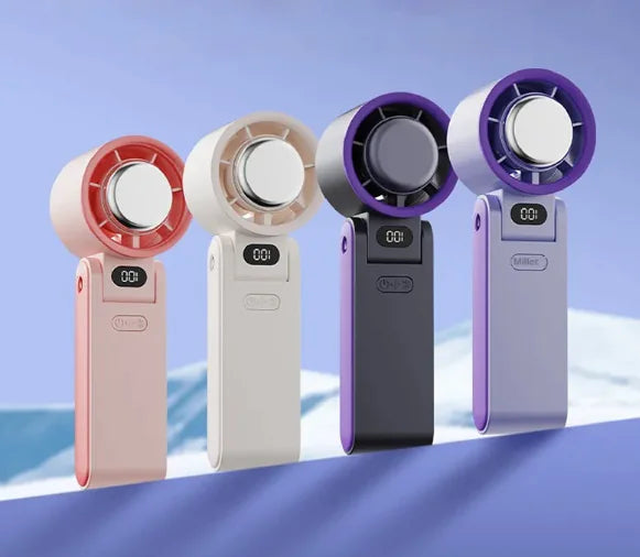 Portable Folding Handheld Refrigeration Fan with Digital Display and Ice Compress, 3600mAh, 100 Speeds