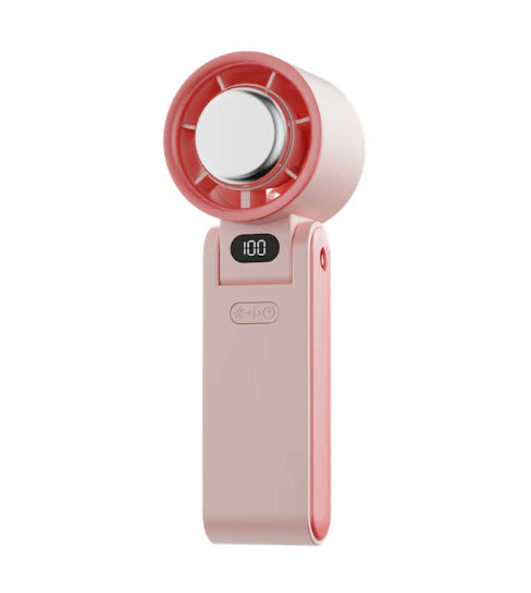 Portable Folding Handheld Refrigeration Fan with Digital Display and Ice Compress, 3600mAh, 100 Speeds